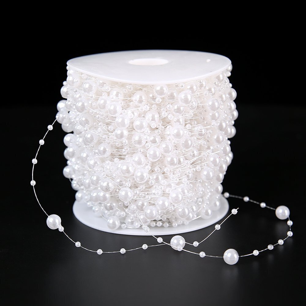 4190 200 Ft Acrylic Crystal Beads String Roll, 8mm and 3mm Mixed, Party